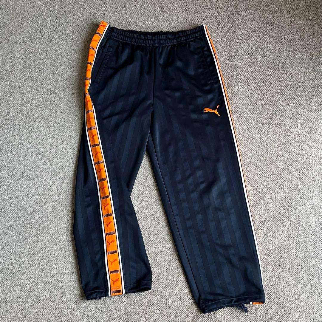 PUMA ジャージ 下 サイドロゴ ネイビー オレンジ M 平成 プージャー