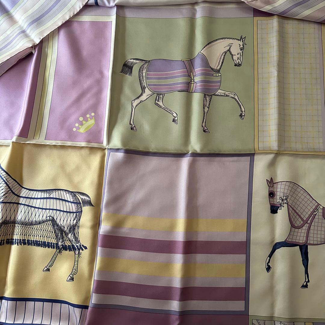 新品 HERMES シルク スカーフ 馬 ラベンダー カレ140 大判 稀少