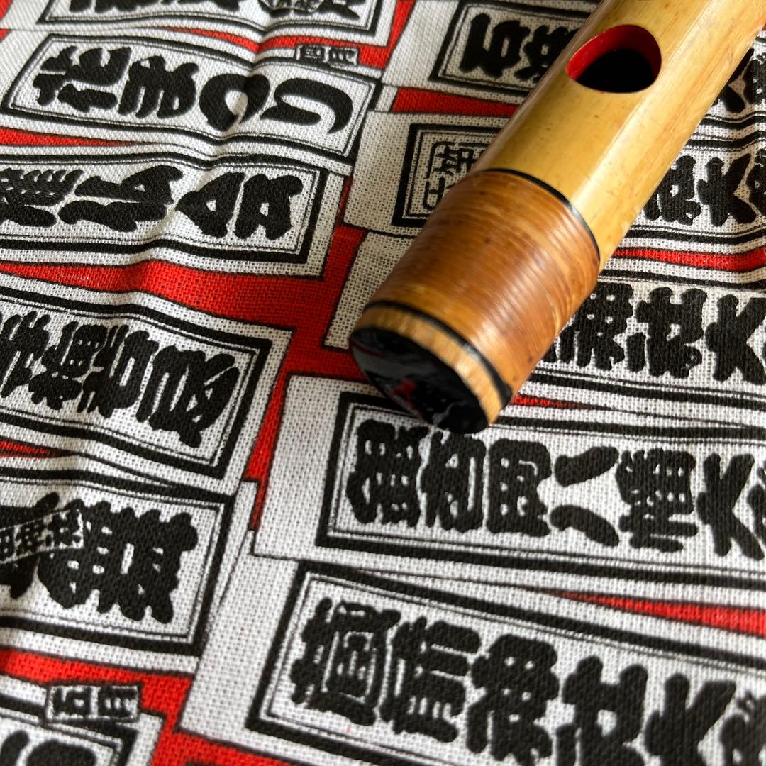 篠笛獅子田流竹水五本調子六穴天地籐巻自然色仕上げ