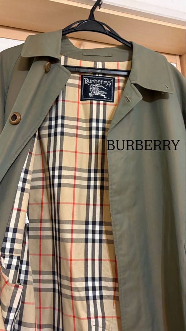 Burberry ステンカラーコート オリーブ 中古・古着通販】Burberry's (バーバリーズ) 玉虫ステンカラーコート