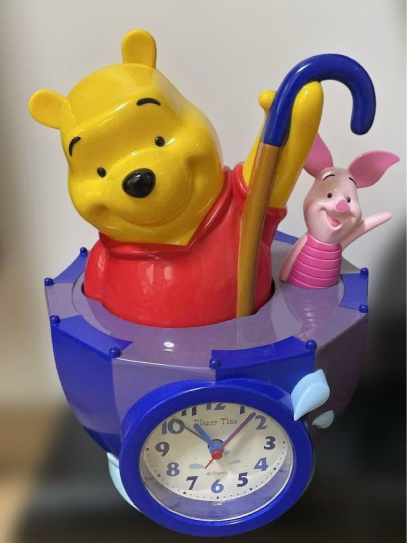 希少】くまのプーさん 目覚まし時計 置き時計 からくり時計 傘型FD438A