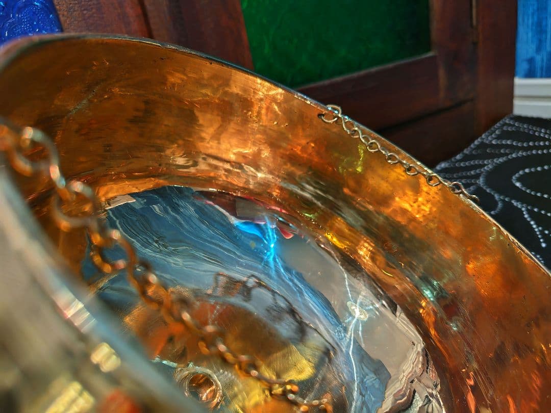 26♢シロダーラ ポット 約1．5㍑ ♢ 真鍮製 オーダーメイド スリランカ