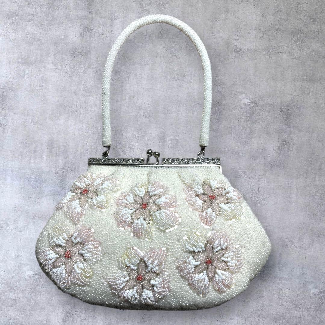 ビーズバック昭和レトロ手仕事刺繍パーティ和装華やか - メルカリ