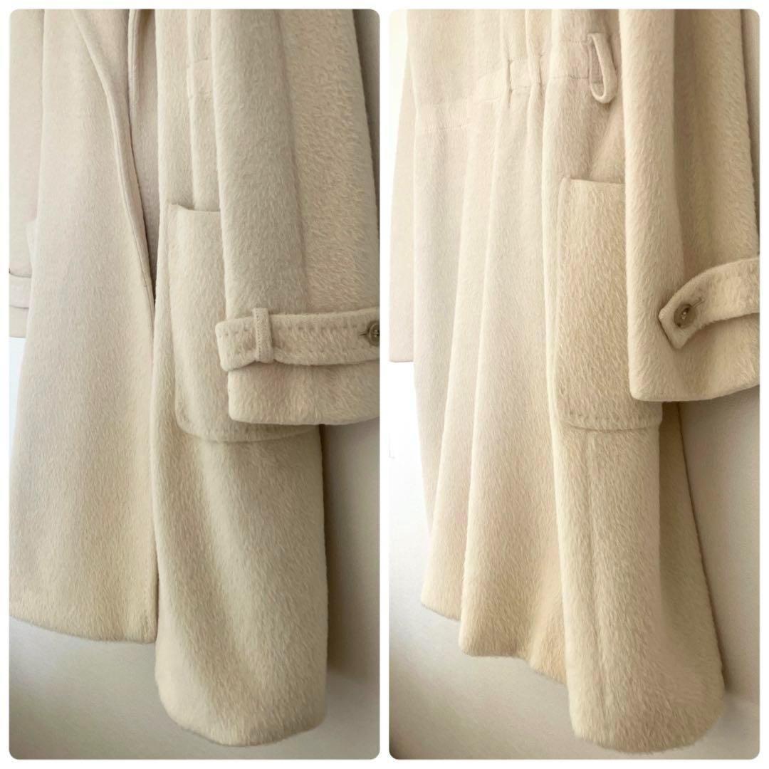 最高級 白タグ マックスマーラ アルパカベルテッドラップコート 44