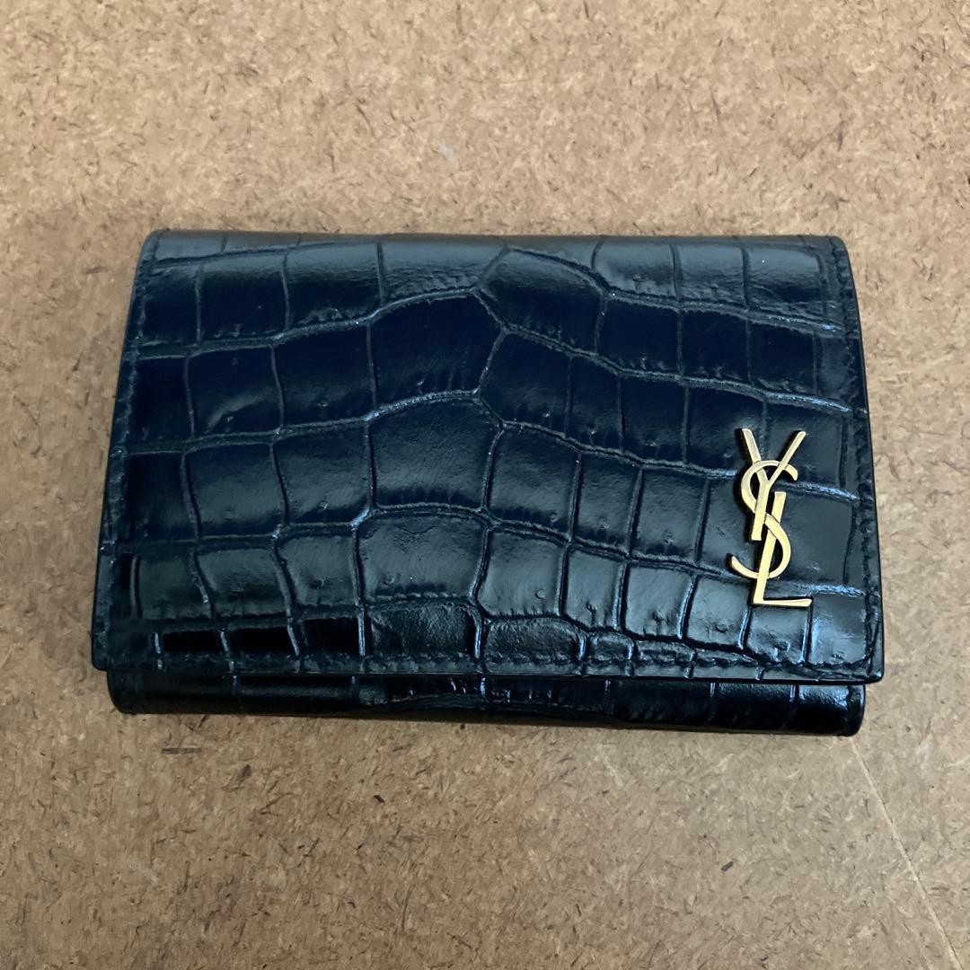 サンローラン 6連 キーケース キーフック ロゴ クロコ型押しレザー