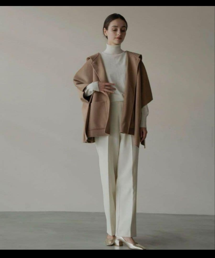 OHGA ポンチョコート　キャメル Gready Brilliantビーバーフードポンチョコート | SEKIMIKI Online