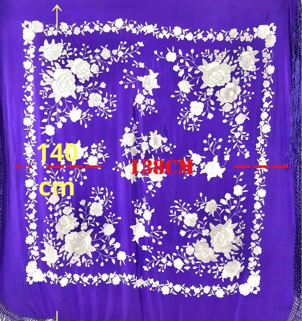 スペイン直輸入☆1点物ボルダドスフォロンダ☆シルクマントン140cm紫