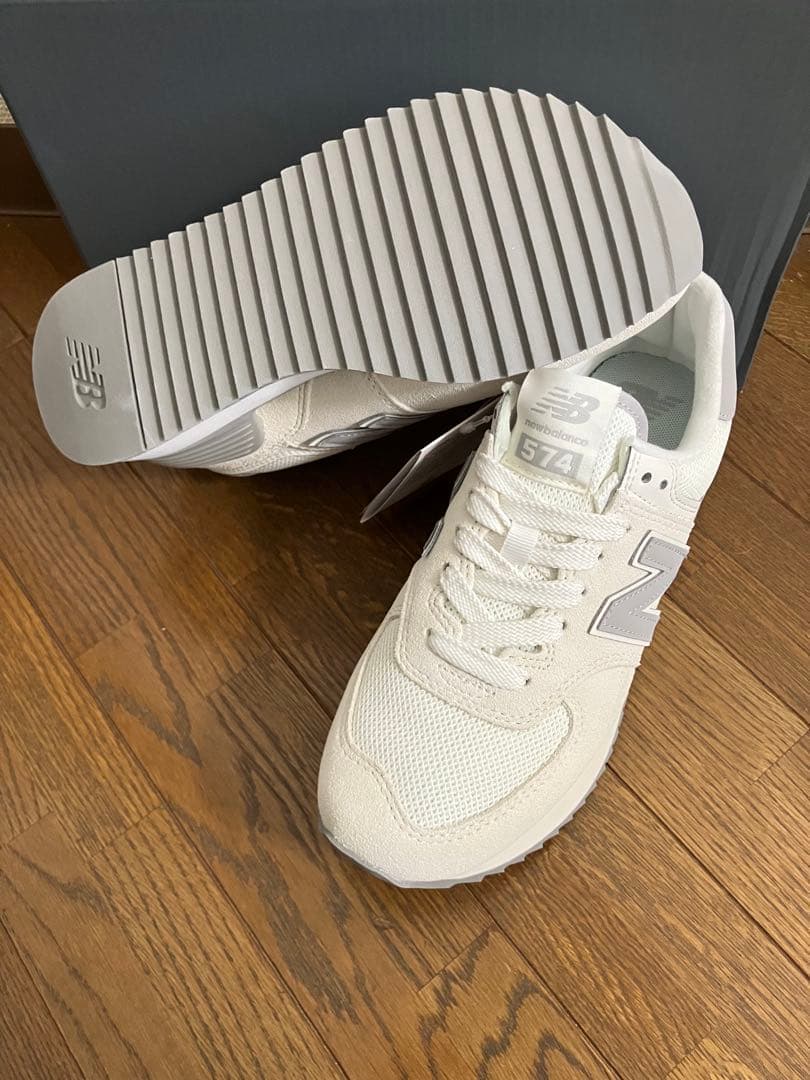 23.5cm ニューバランスWL574 オフホワイトカラー 厚底スニーカー