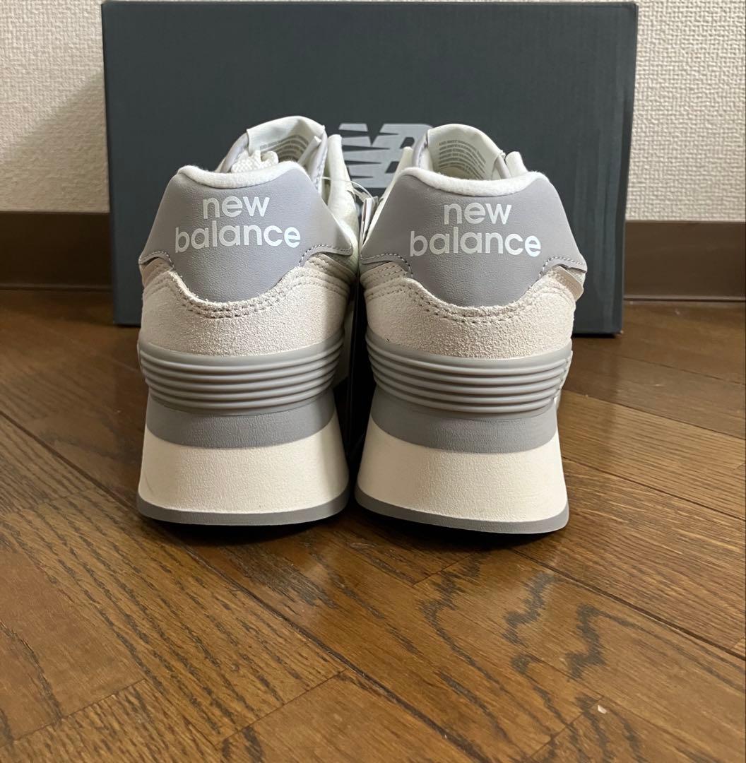 23.5cm ニューバランスWL574 オフホワイトカラー 厚底スニーカー