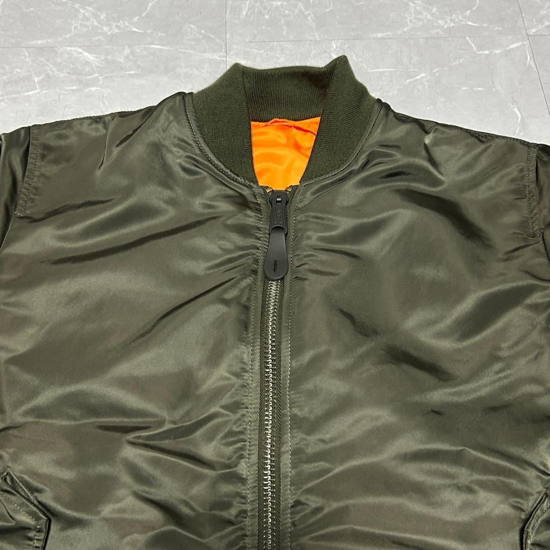 ALPHA】訳アリ美品 MA-1 フライトジャケット カーキ 赤タグ付き L