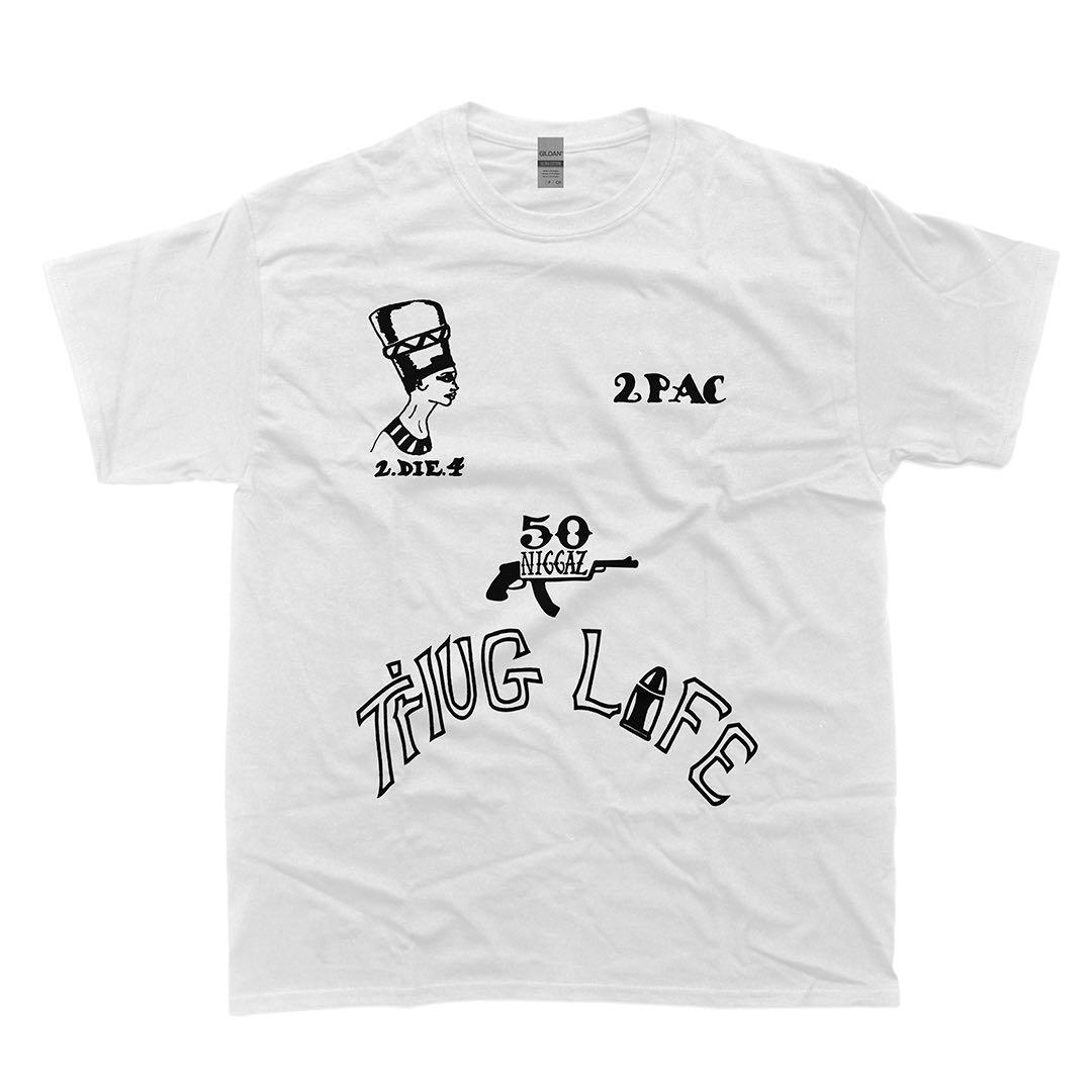 L 2PAC タトゥー Tシャツ tattoo 刺青 RAP TEE 白 - メルカリ