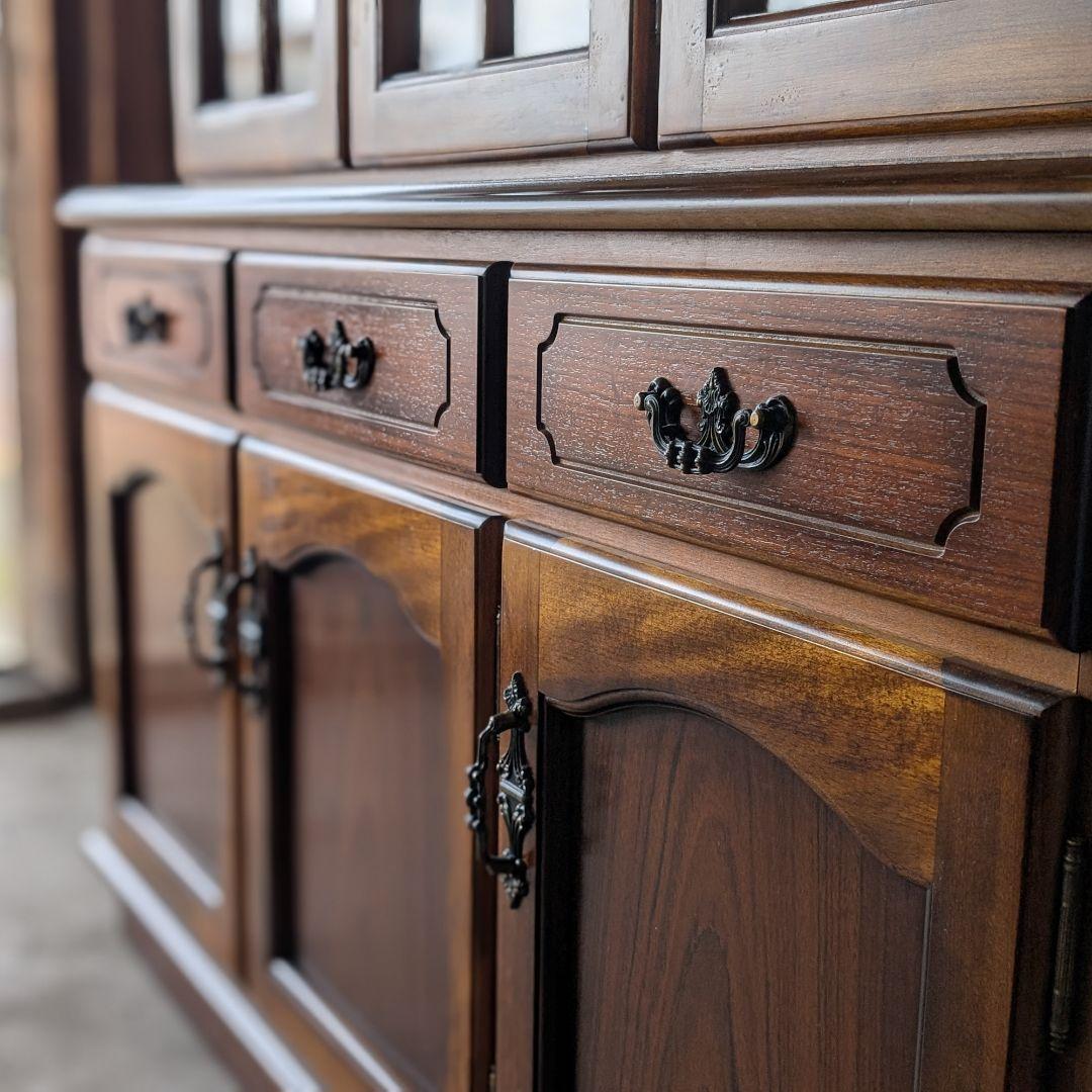 古家具】カリモク家具 コロニアル ヴィンテージ 食器棚 750709-9