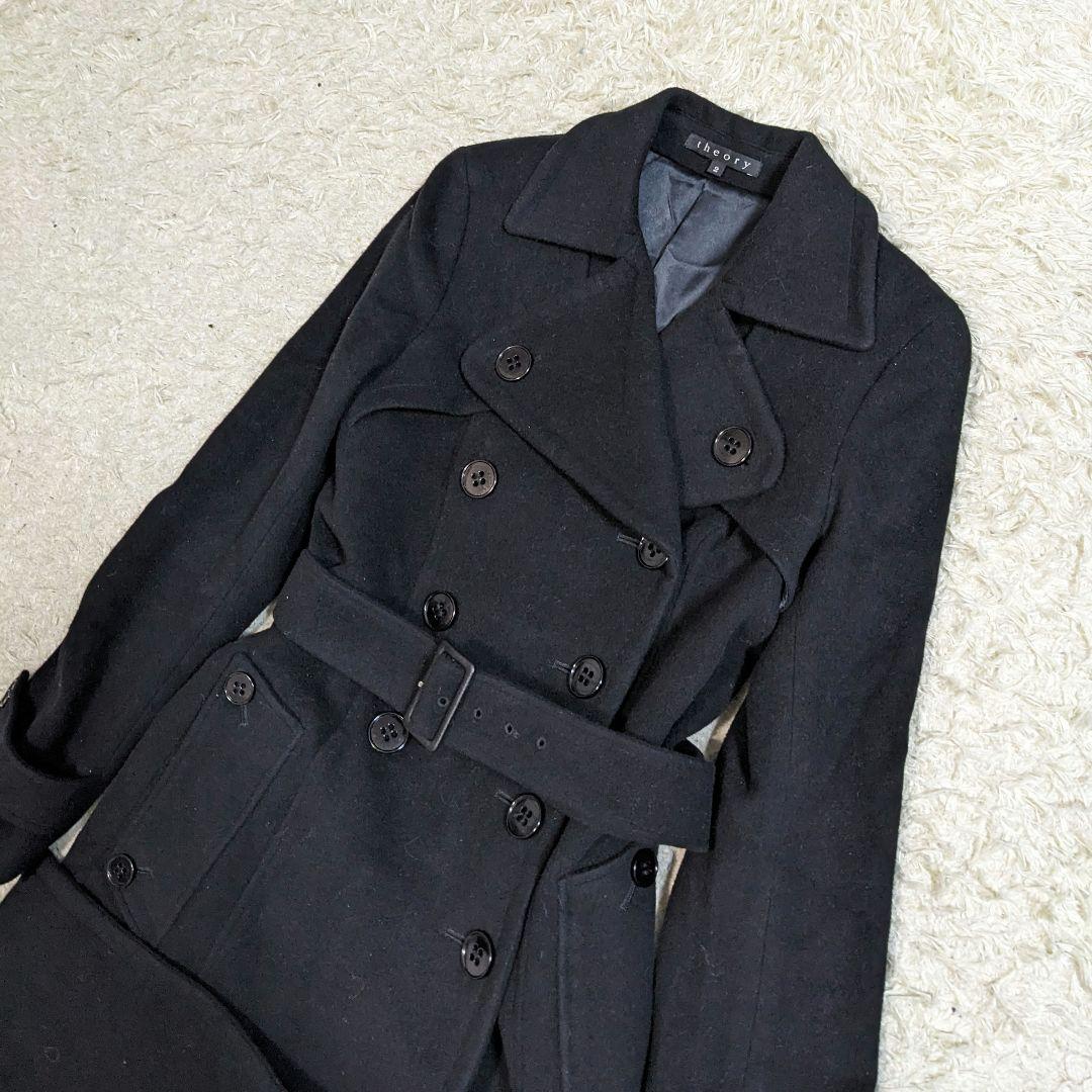 Theory セオリー ロングコート ベルト ダブル トレンチコート カシミヤ