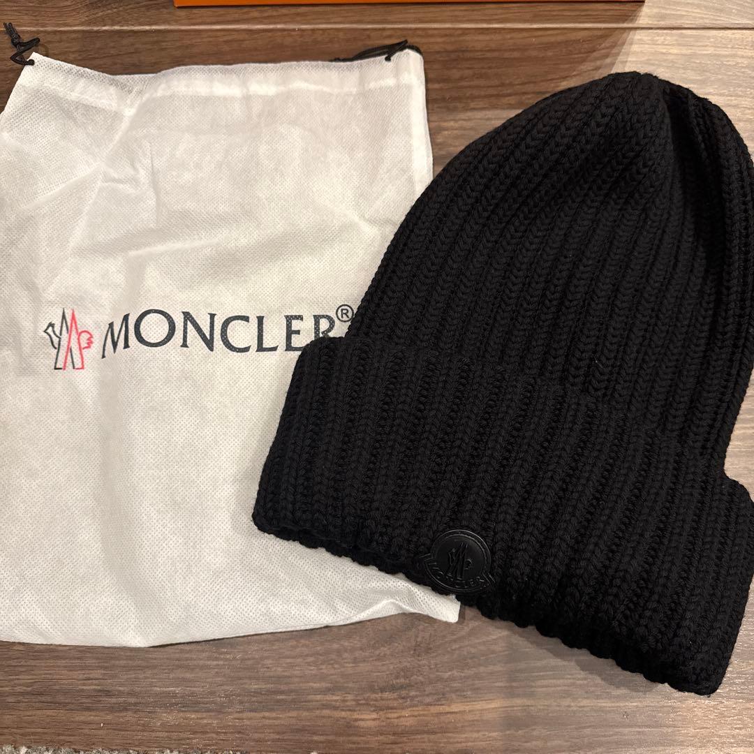 MONCLER ブラック ロング　ニット帽　美品　最終値下げ 中古・古着通販】MONCLER (モンクレール) ニット帽 ブラック サイズ