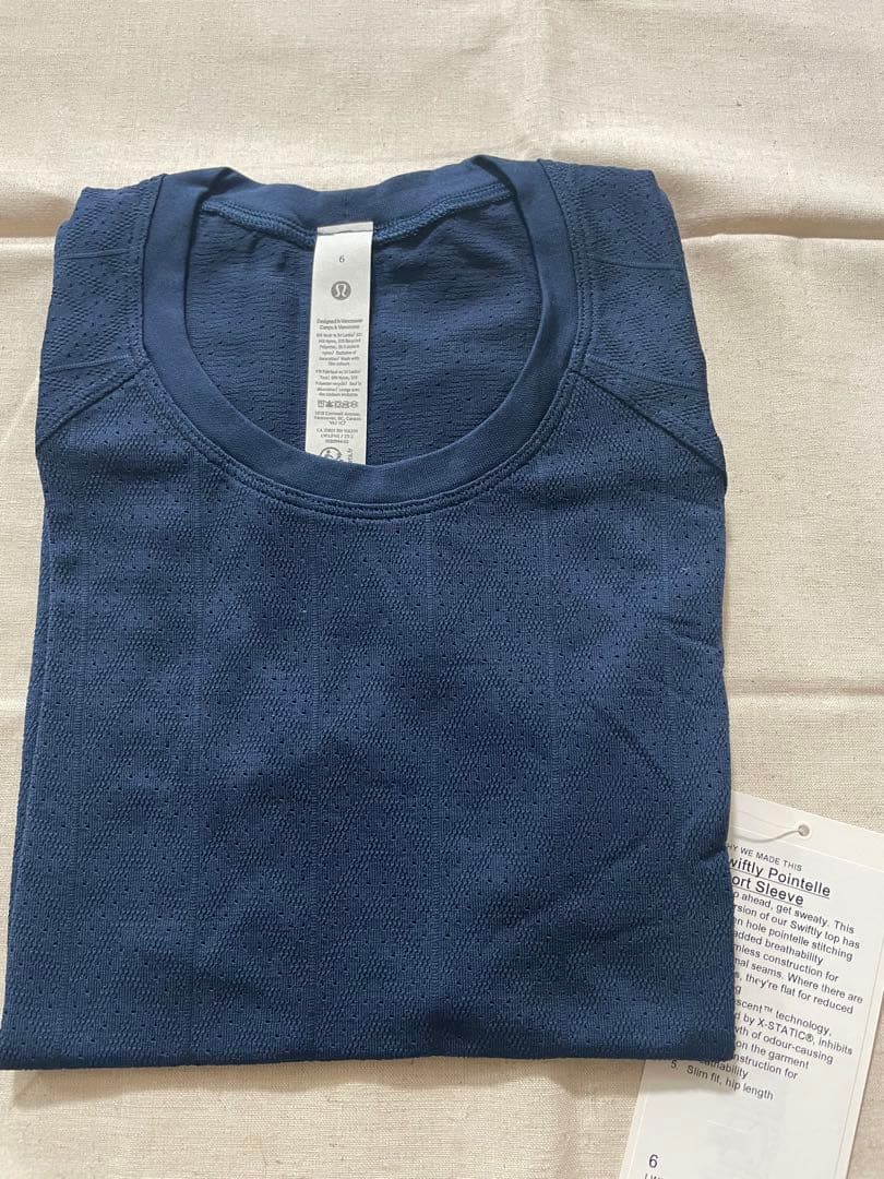新品 ルルレモンSwiftly Pointelle S.S. Shirt（紺） - メルカリ