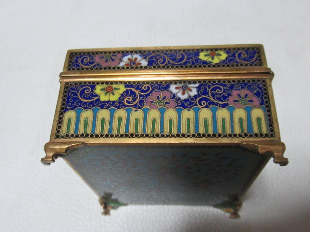 希少 明治30年◇京七宝 稲葉七宝 内金鍍金(竹/雀) 外観(花鳥図) 小物