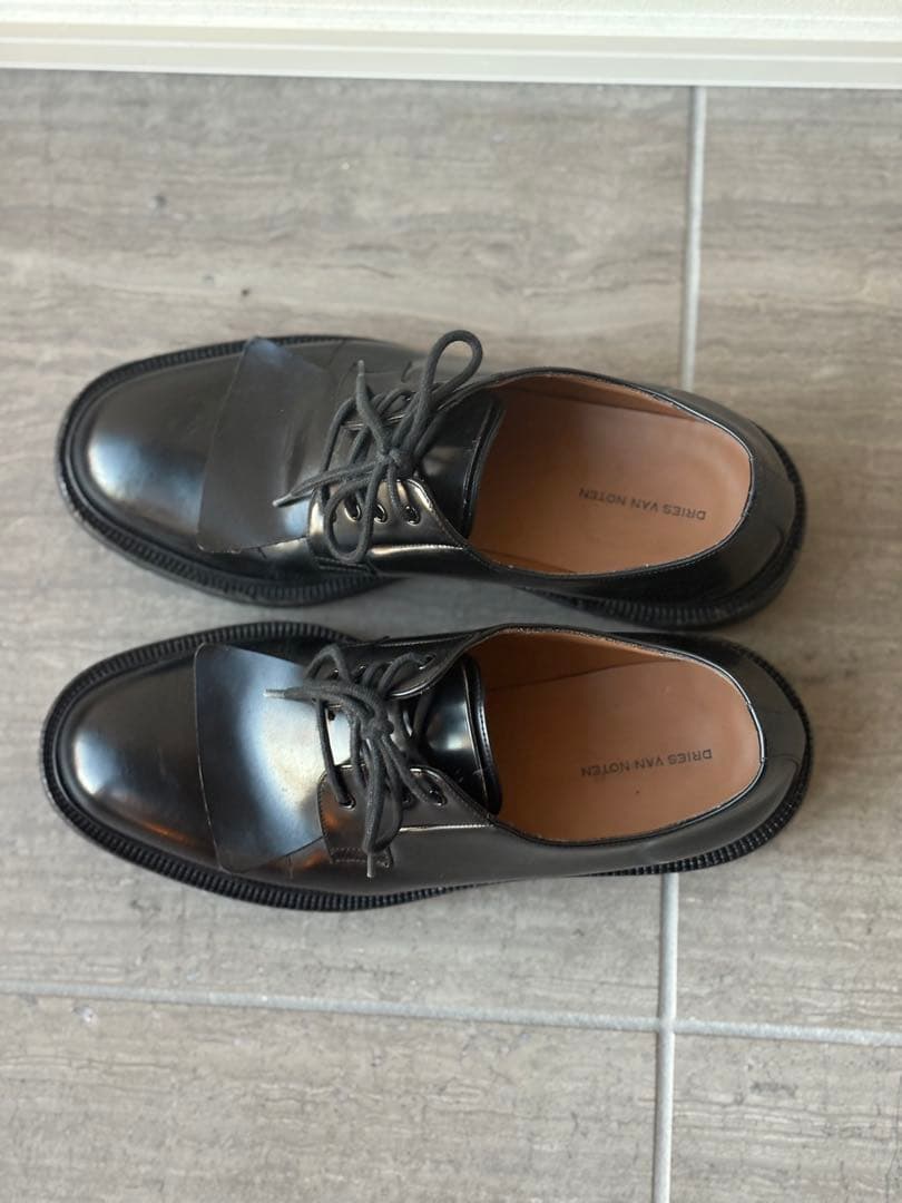 本人期】DRIES VAN NOTEN 厚底 レザーシューズ 40 黒 青山店 - メルカリ