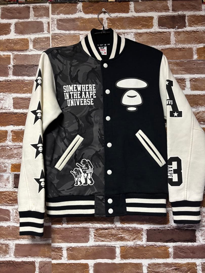 A BATHING APE スタジャン ブルゾン カモフラ柄 裏起毛 M A BATHING APE（アベイシングエイプ） スタジャン ブルゾン カモフラ柄