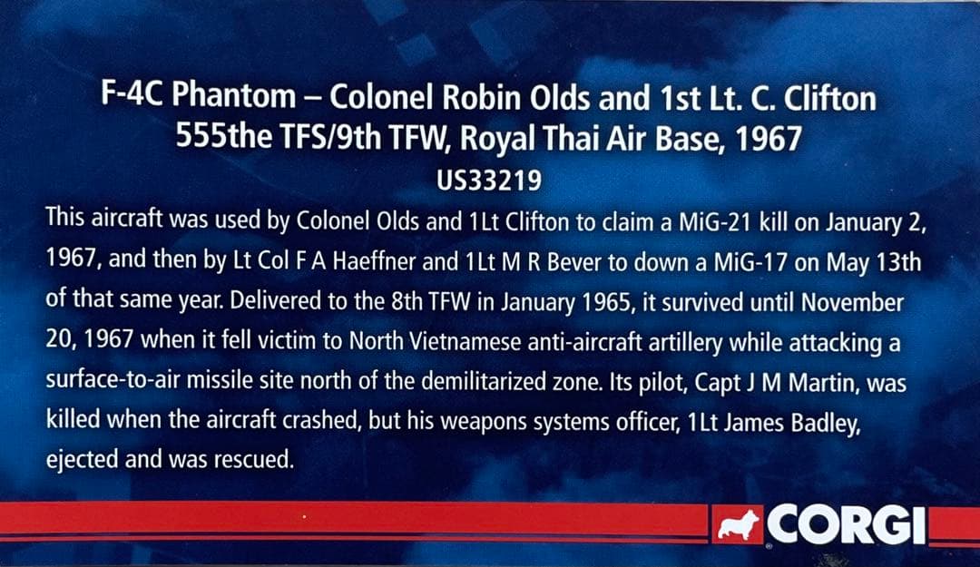 絶版新品希少 Corgi/コーギー1/72 F-4C ファントム US33219 絶版新品