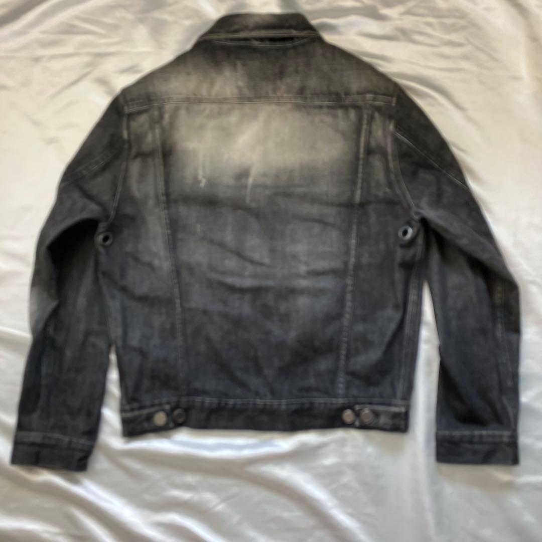 イブサンローラン デニムジャケット 黒 ダメージ加工 イヴサンローラン