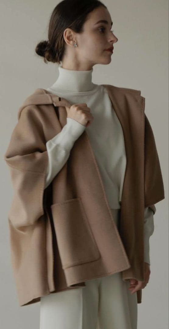 OHGA オーガ　リバーポンチョ　ベージュ ウールカシミヤリバー ポンチョ | maison TOMORROWLAND/メゾン