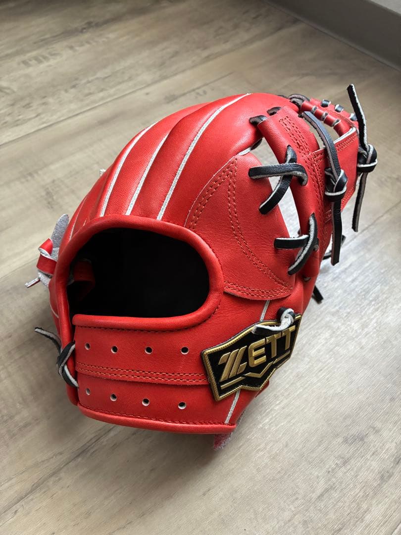 【屋外未使用】ZETT 少年軟式グローブ レッド　今宮モデル ゼット（ZETT） プロステイタス PROSTATUS 軟式用グラブ 内野手用