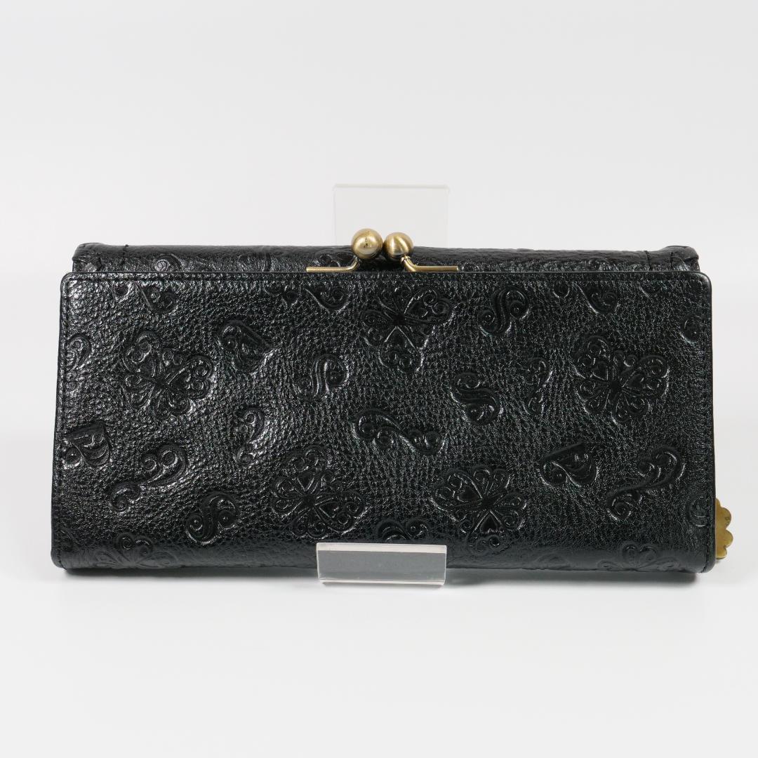 希少極美品✨ アナスイ 長財布 ダリア がま口 バタフライ レザー