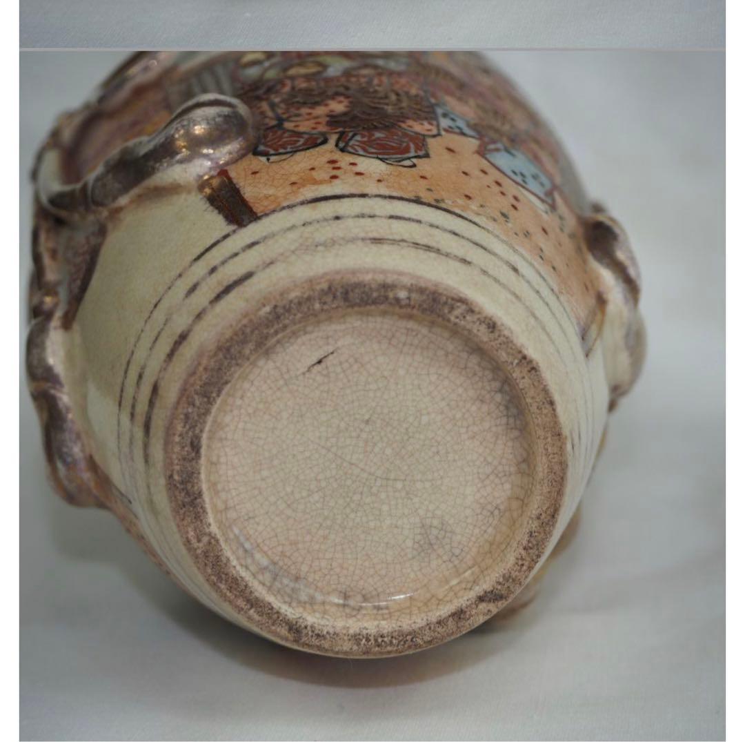 送料無料 明治期 薩摩焼 色絵金彩人物図花瓶 - メルカリ