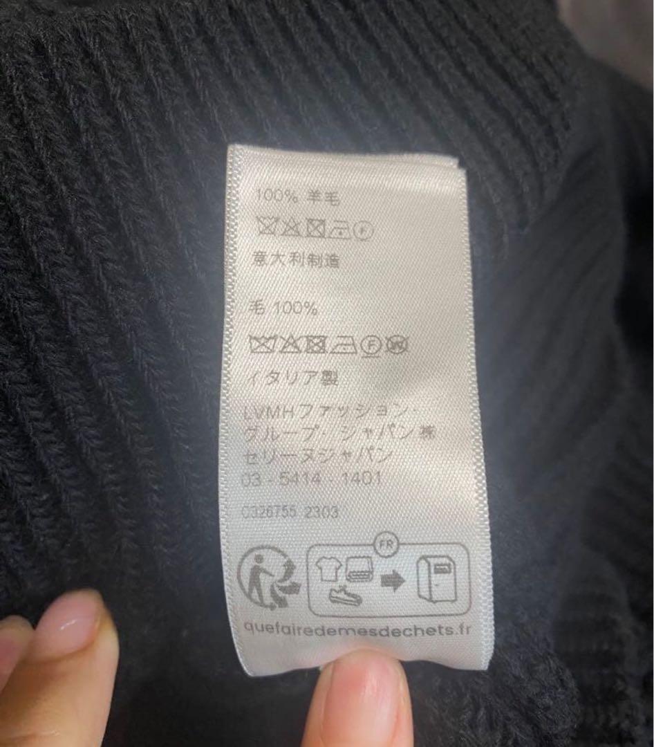 美品☆正規品 CELINE セリーヌ 現行 ロゴパッチ リブ編み ニット S