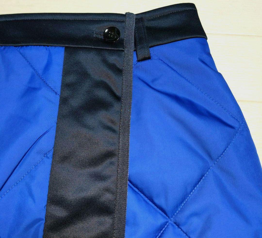 再再再値下げ美品 ランバンスポール 中綿スカート42 ブルー 定価38500