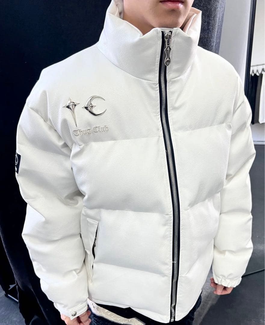 新品 THUG CLUB サグクラブ レザージャケット ダウンジャケット 白