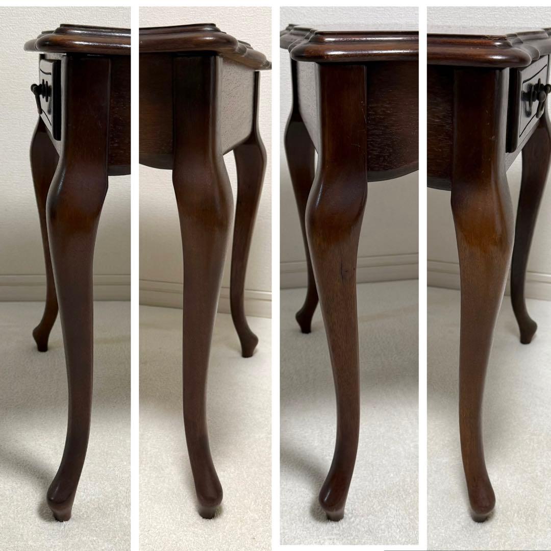 マルニ木工 サイドテーブル アンティーク レトロ猫脚 ロココ調