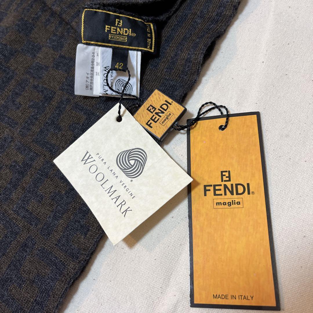 FENDI フェンディ ズッカ ストール マフラー ウール イタリア製 タグ付