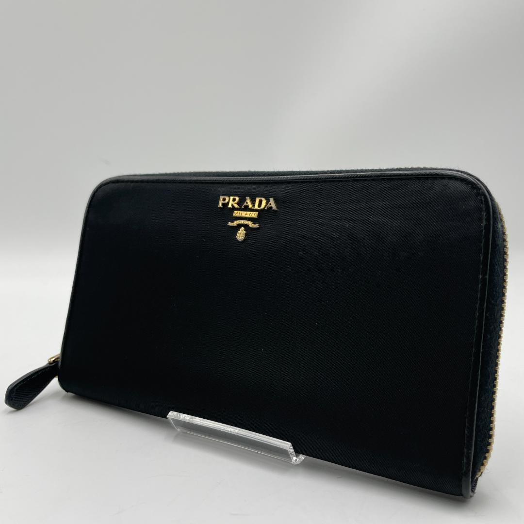 良品 PRADA 財布 ナイロン ブラック 長財布 ラウンドファスナー PRADA（プラダ） 長財布ラウンドファスナー 1ML506 QHH F0002