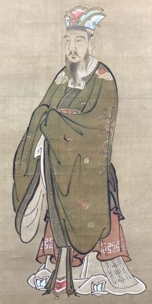 孔子図」狩野随川／狩野常信の息子 掛軸 絹本：謹書銘有り - メルカリ