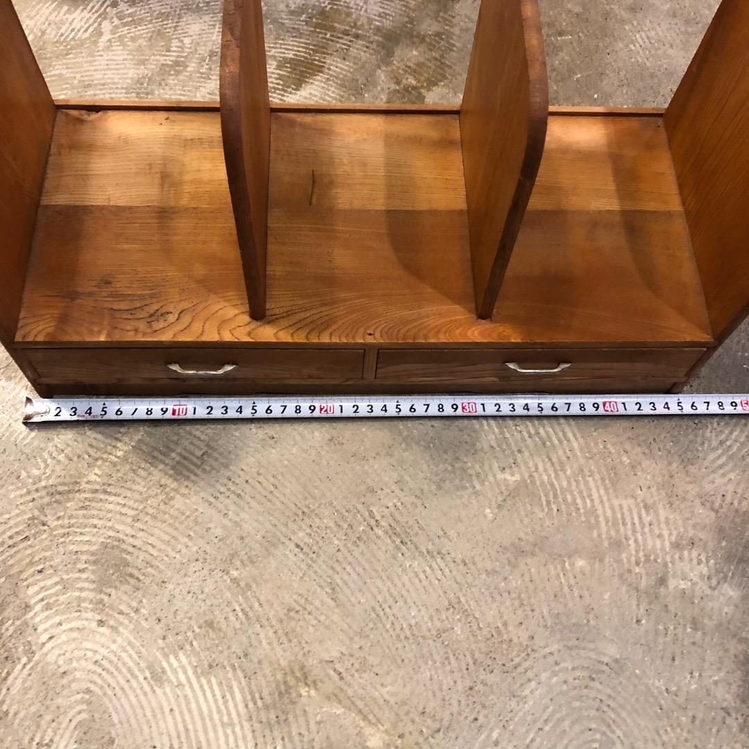 昭和レトロ 引き出し付 本棚 木製ブックスタンド 本立て レターケース