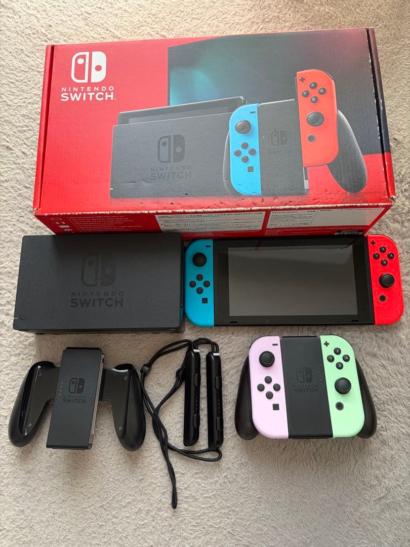 Nintendo Switch 本体 コントローラー2個 Joy-Con 箱付き - メルカリ