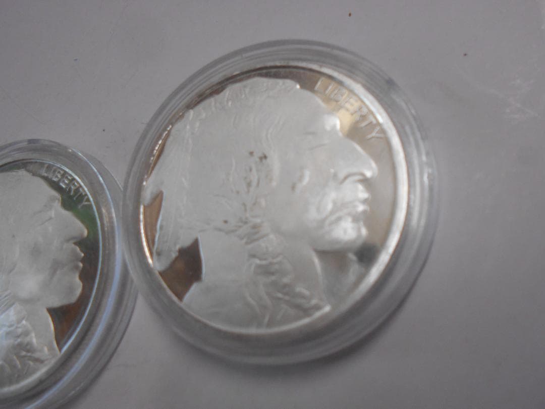 2個　シルバー　　インディアン　31.2g 　銀貨　未使用 　g088