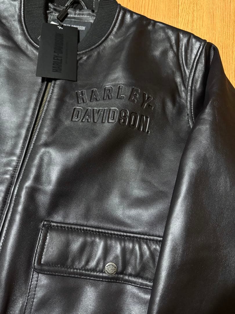 タグ付 純正 HARLEY DAVIDSON 羊革 レザージャケット 黒 L