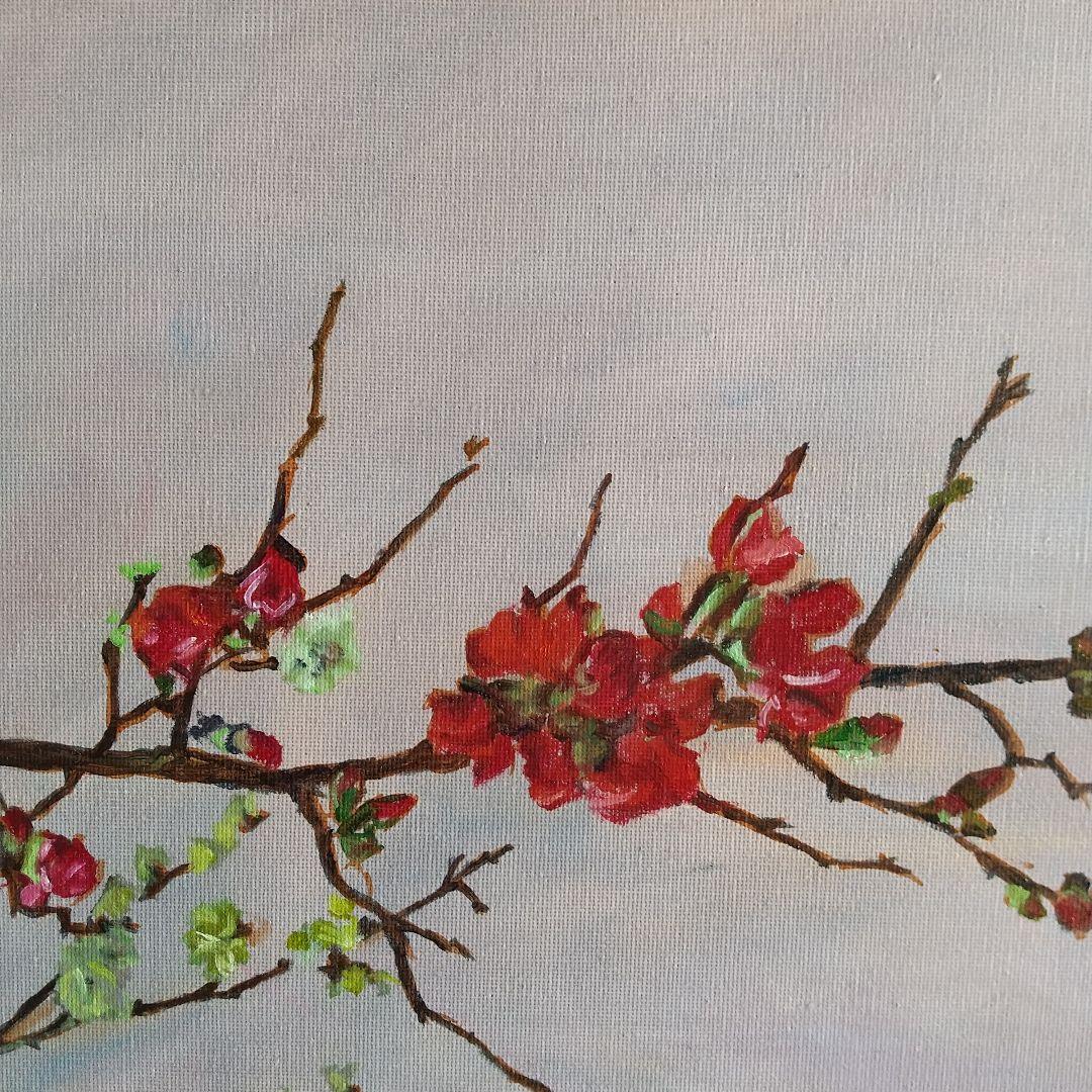 春に咲く花 油絵 静物#3 40X80X1.5cm 油彩画