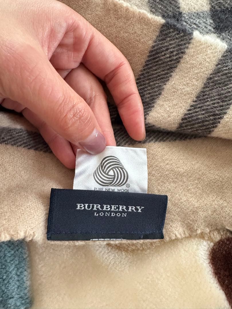バーバリーロンドン 大判ストール ひざ掛け 100%ウール 日本製