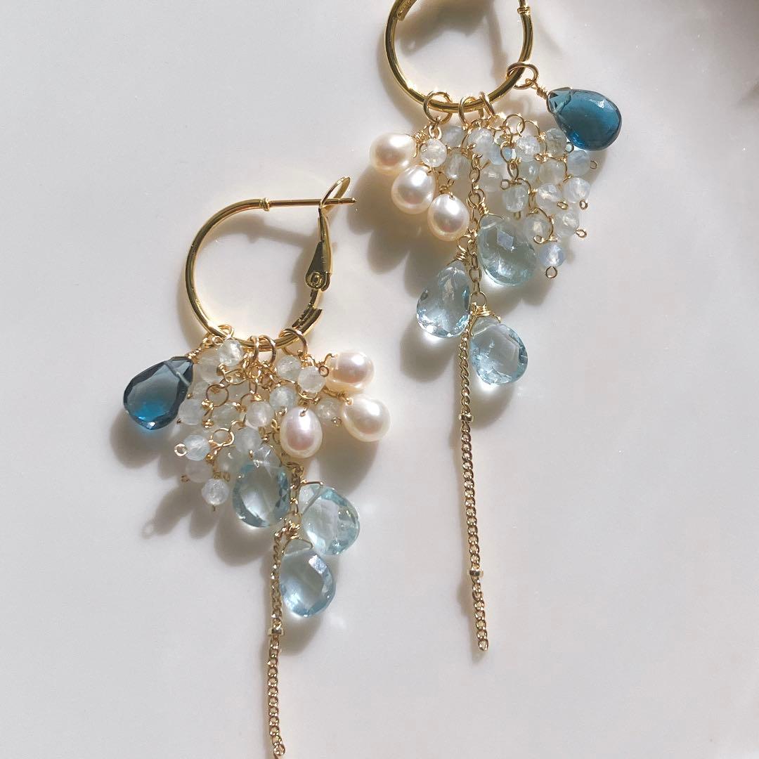 sammy様専用着せ替えイヤリングロンドンブルートパーズ/レモン