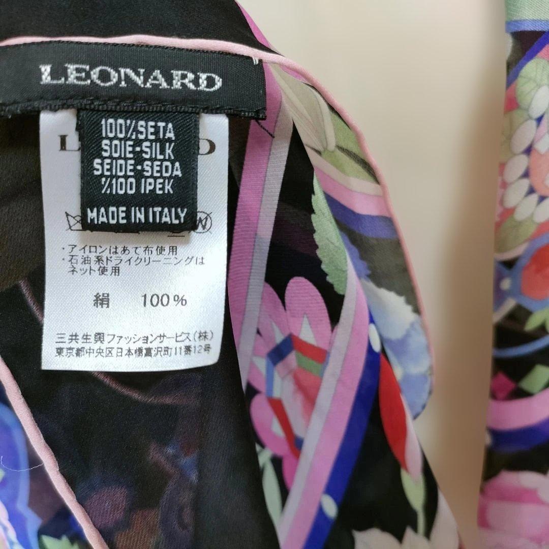 ピンク と 黒 華やかな花柄 美品 レオナール ストール スカーフ