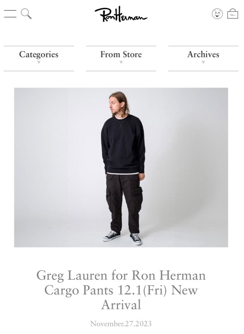 ロンハーマン別注 Greg Lauren グレッグローレン カーゴパンツ Greg Lauren グレッグローレン ロンハーマン別注 カーゴパンツ