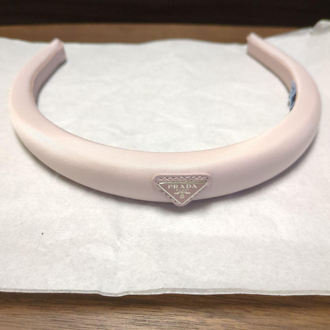PRADA ピンク ヘアバンド Prada Nylon Pink Headband Hair Accessory Triangle Logo Padded