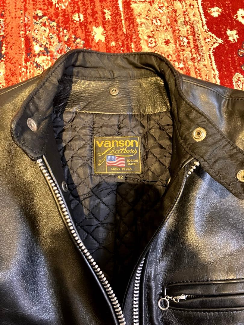 vanson 42 シルバーカスタム レザー シングルライダース キルティング