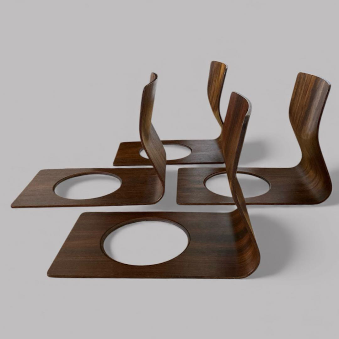 4脚 天童木工 チェア 曲木 ローズウッド tendo 旧ロゴ プライウッド