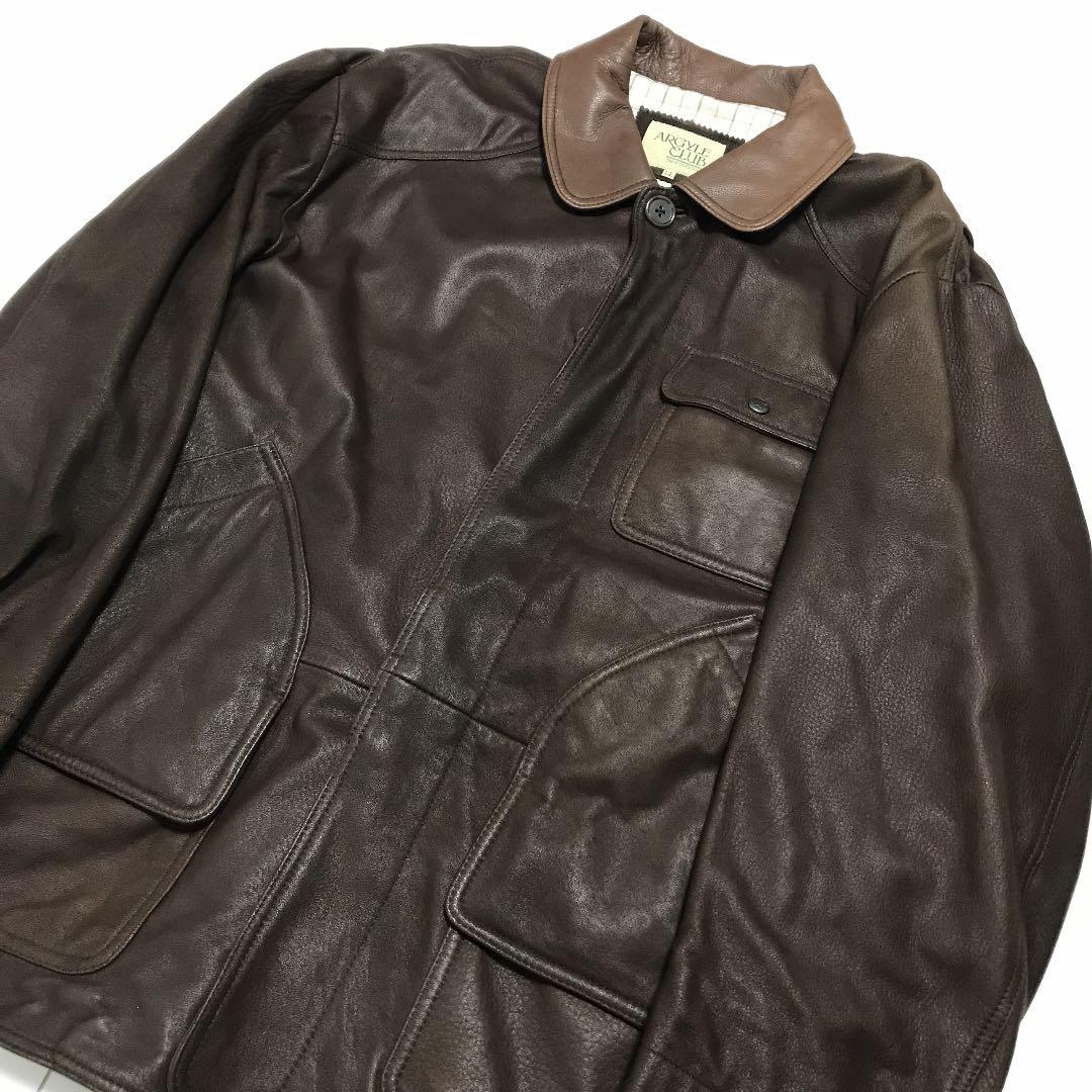 90'sビンテージ古着！ARGYLE CLUB レザーハンティングジャケット