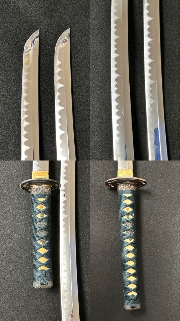 模造刀セット 打刀 脇差 鞘付長さ約69/104cm 黒鞘 25C36