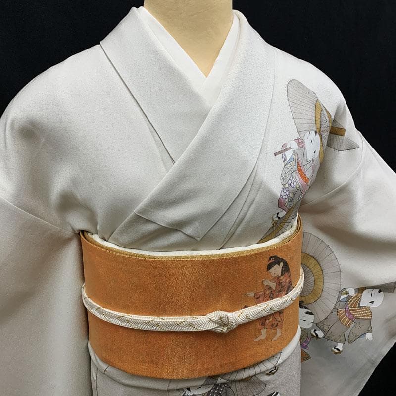 411mh34☆青木龍雲 訪問着 手描き 絵羽 童 唐子 落款 作家物☆美品